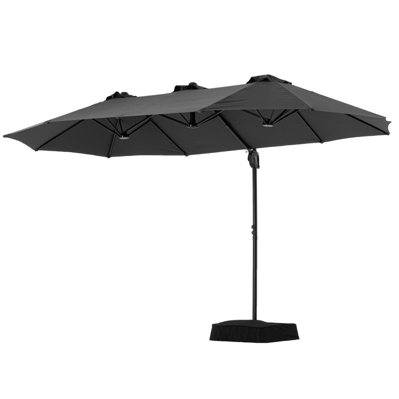 Parasol en porte-à-faux 13 pi avec base, Gris foncé