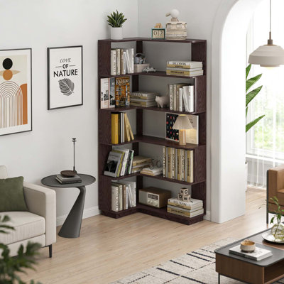 5-Tier L-Shaped Corner Bookshelf for Efficient Storage