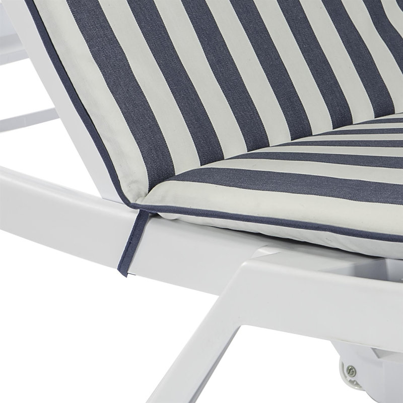 188cm Long Reclining Single Chaise with Cushions, Navy