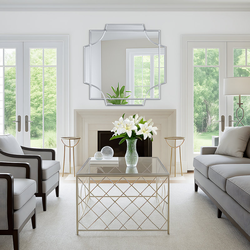 Miroir d'appoint mural argenté octogonal 30 "* 30"
