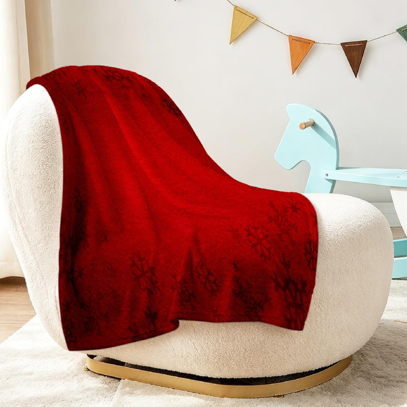 Jeté en flanelle rouge ultra doux, imprimé recto de Noël, Throw 30" x 40"