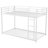 Twin Over Twin Metal Bunk Bed, Low Bunk Bed With Ladder,White-1973951362