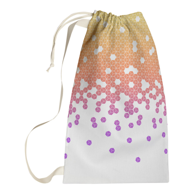 Leffel Fabric Laundry Bag with Handles, Small ( 64" H x 20" W x 1.5" D), Pink/Orange