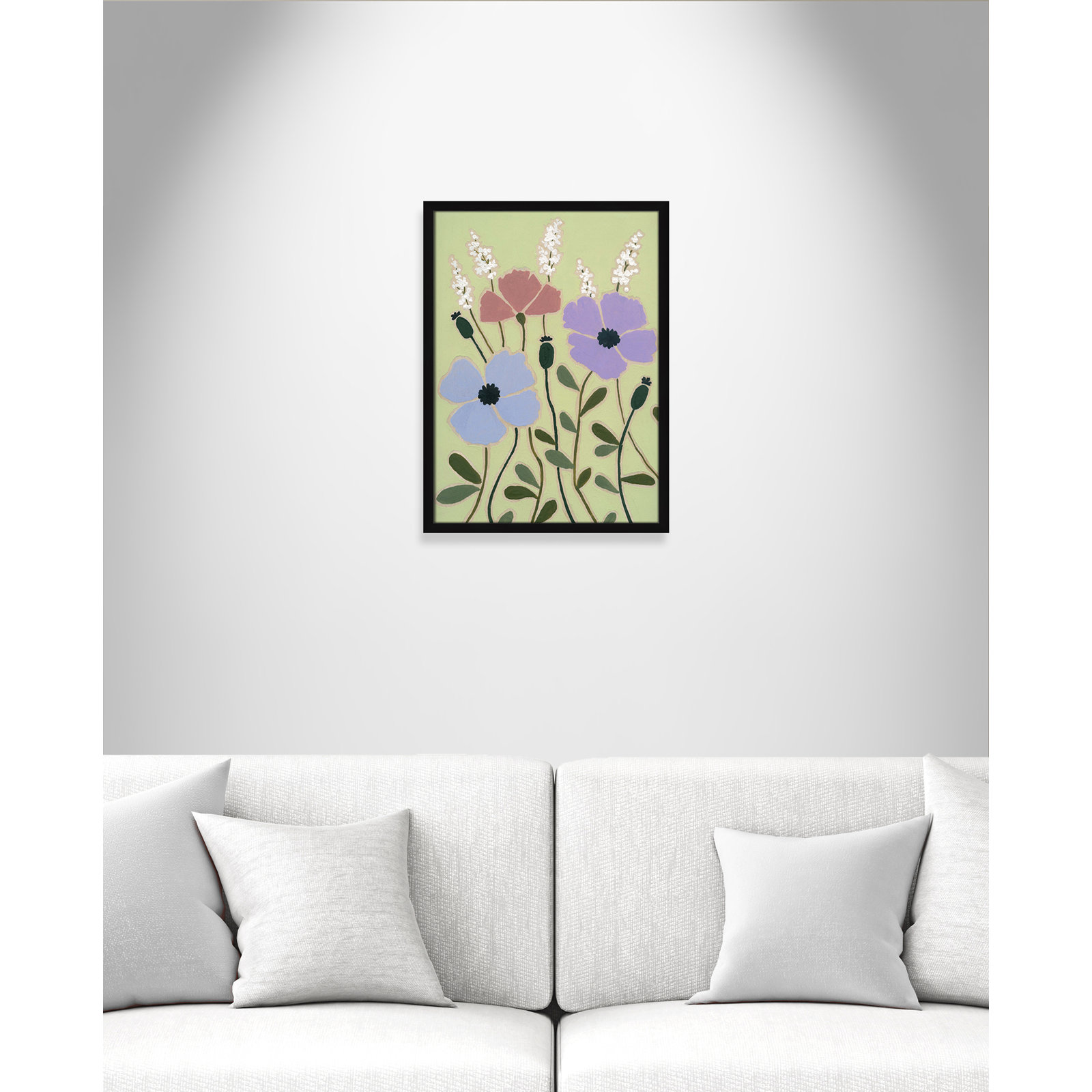 Maura "Woodblock Floral III" Print, Satin Black Framed, 23" H x 17" W x 1.25" D