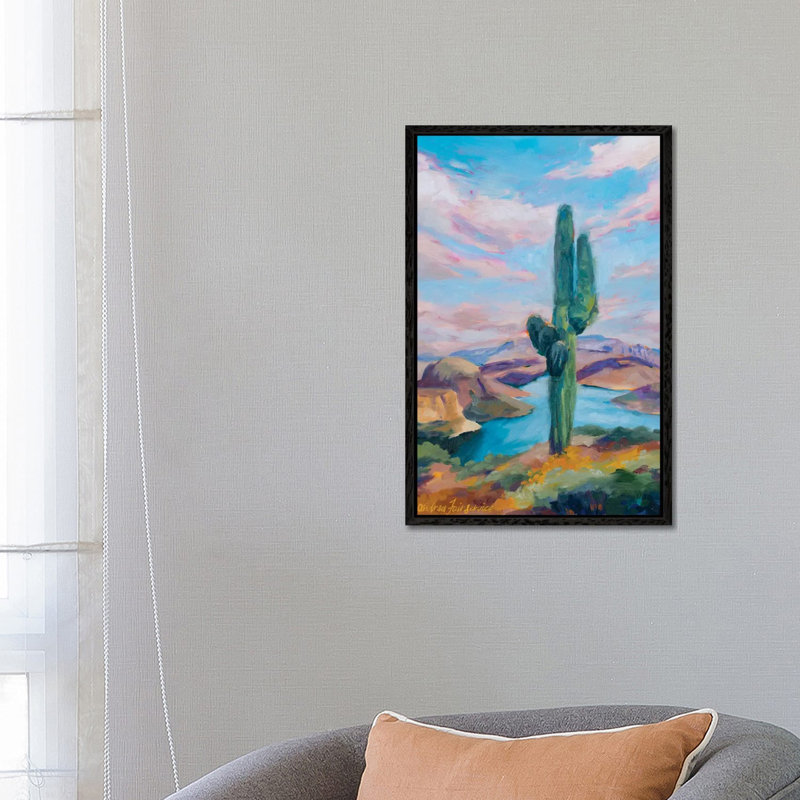 Lake View by Andrea Fairservice - Painting on Canvas, Black Framed, 66.04 cm H x 45.72 cm W