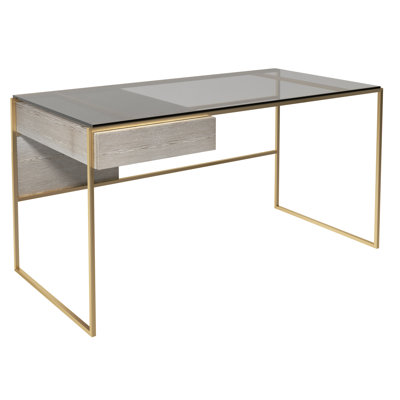 Euclid Glass Top Metal Base Writing Desk