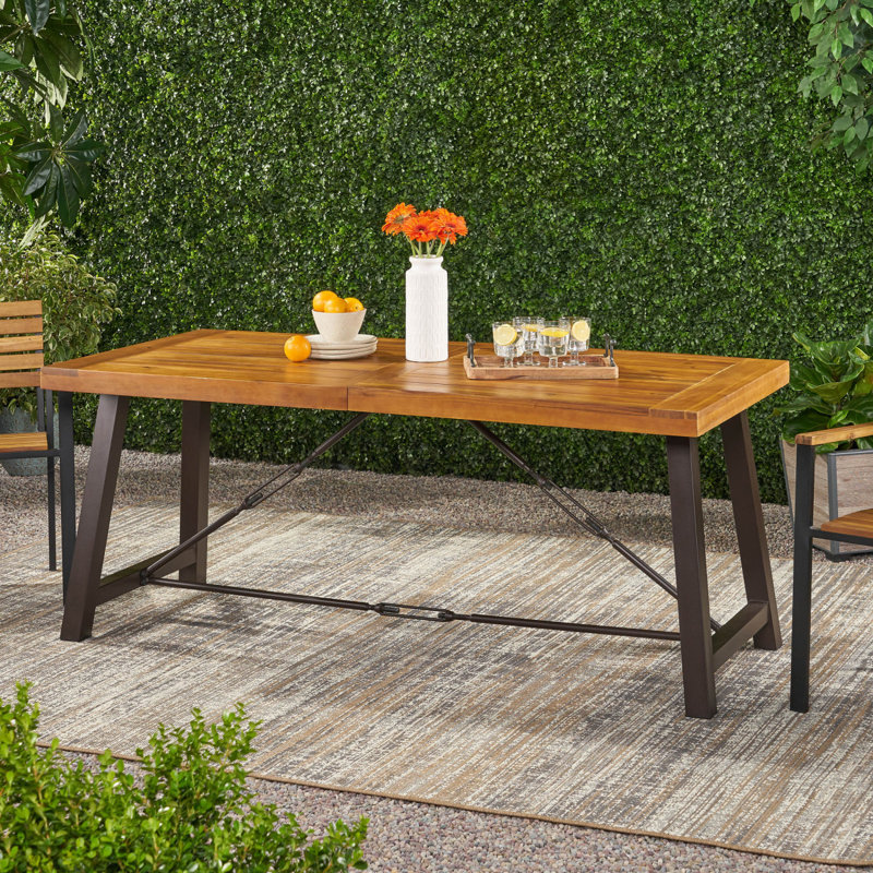 Table de salle à manger d'extérieur à base en bois d'acacia et table basse d'extérieur