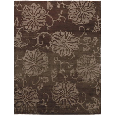 Blossom Iii Hand-Knotted Area Rug in Pumpernickel