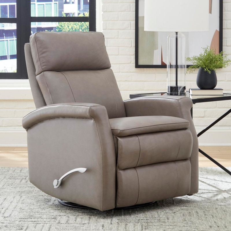 Dianela 32" Top Grain Leather Manual Swivel Glider Recliner Two Pack, Graphite