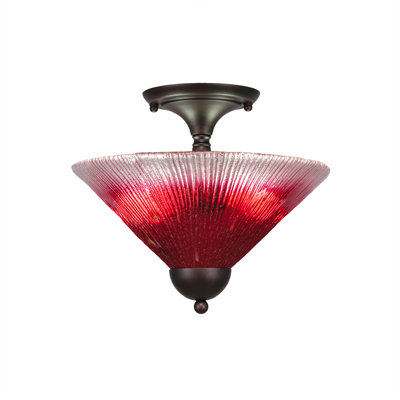 Semi-Flush 2 Bulbs With 12" Glass
