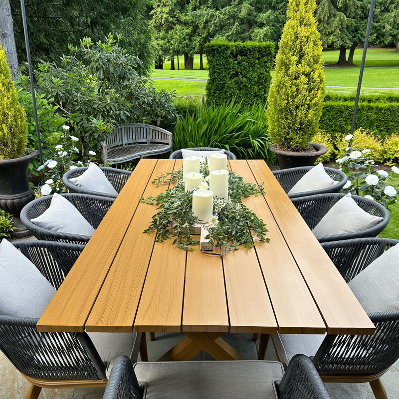 Braylin 10 - Person Wicker Patio Dining Set with Rectangular Table , Cushions Included