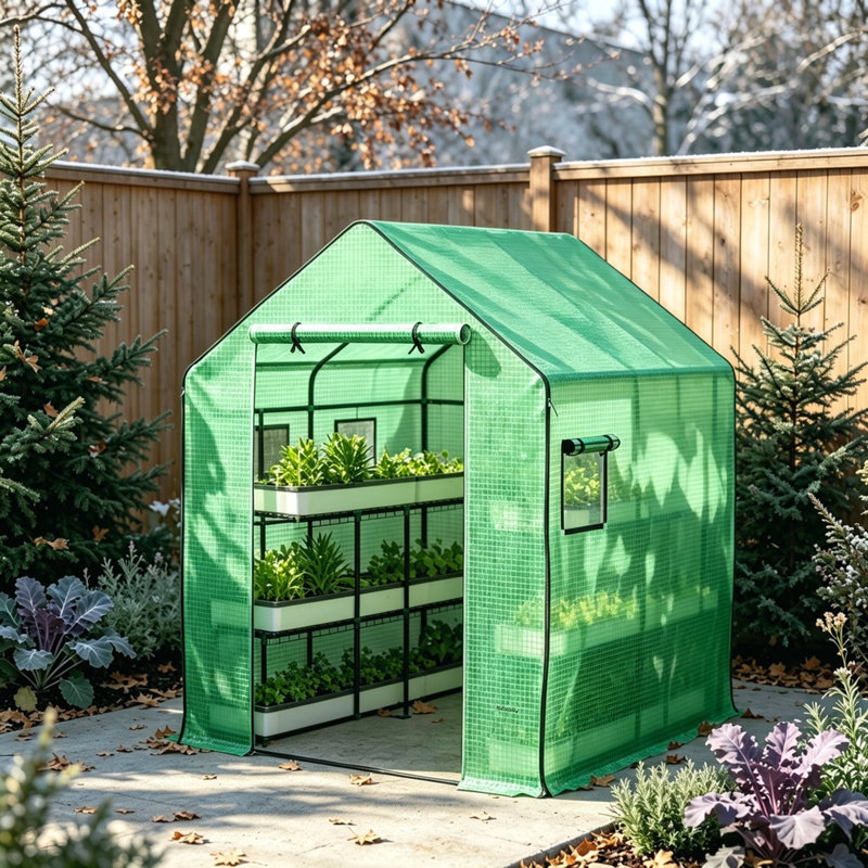 Replacement Walk-In Greenhouse PE Cover with Roll-Up Door & Mesh Vent Windows, 140×143×190cm, Fits Frame Model 845-510, Green