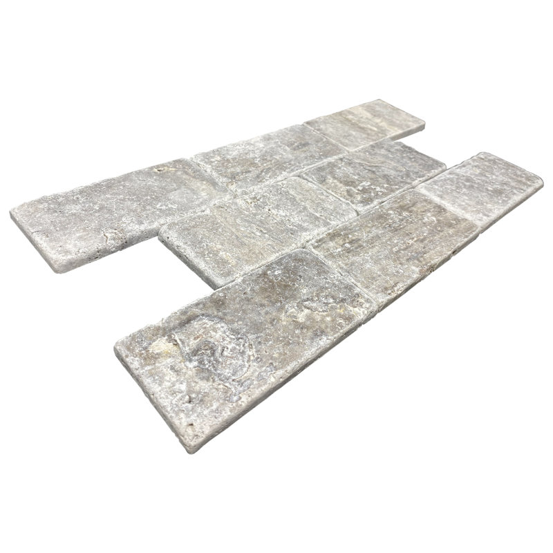 Carreau de pierre et de mur argenté 3 po x 6 po