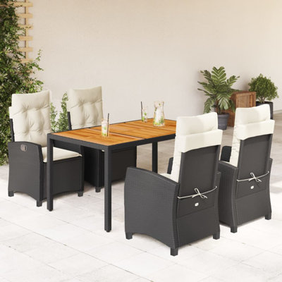 Red Barrel StudioÂ® 5 Piece Patio Dining Set With Cushions Black Poly Rattan -  CC2C840576794E399E9E722CDD532A75