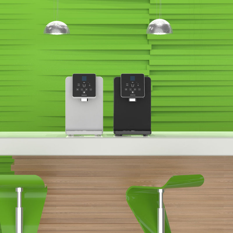Refroidisseur électrique d'eau chaude, froide et à température ambiante, de comptoir, sans bouteille, Noir brillant