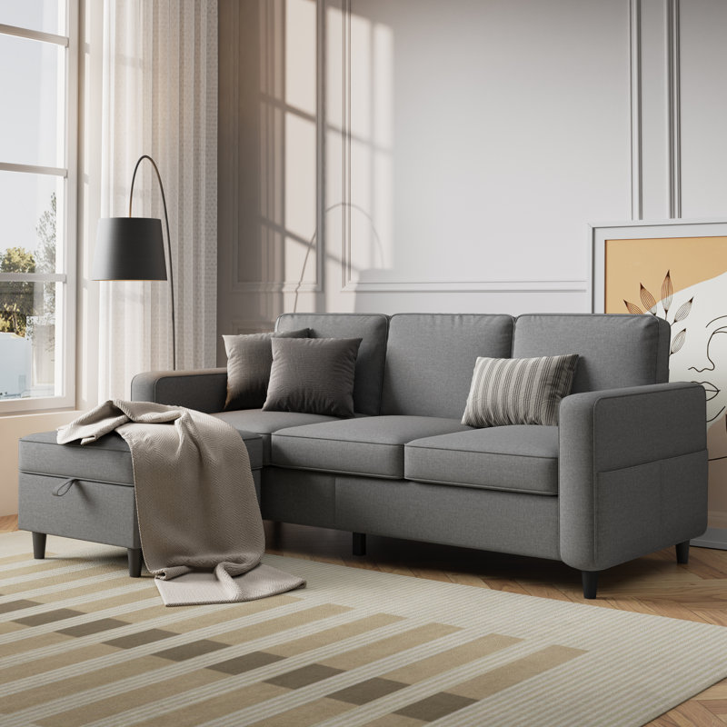 Harkeerat 78" Upholstered Sofa Couch, Light Gray Linen