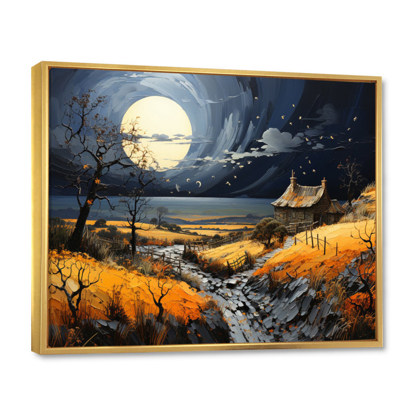 Patchwork de campagne Moody Skies I, H 24 po x l 32 po x P 1 po, Cadre flottant doré