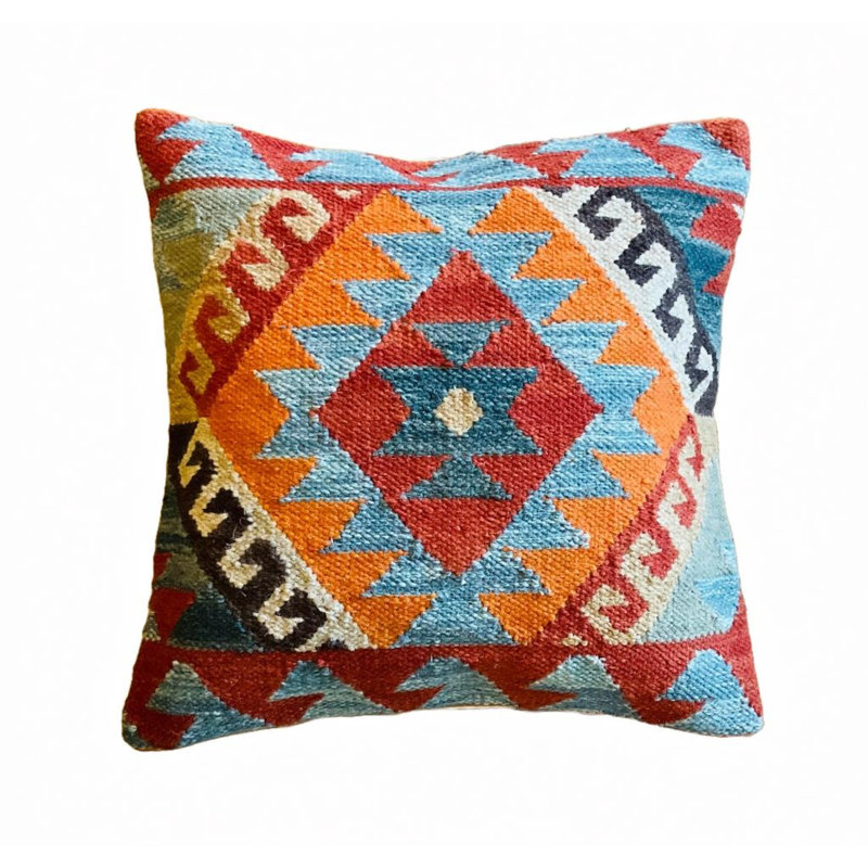 Crawfordville Geometric Orange Sqaure Cushion Cover