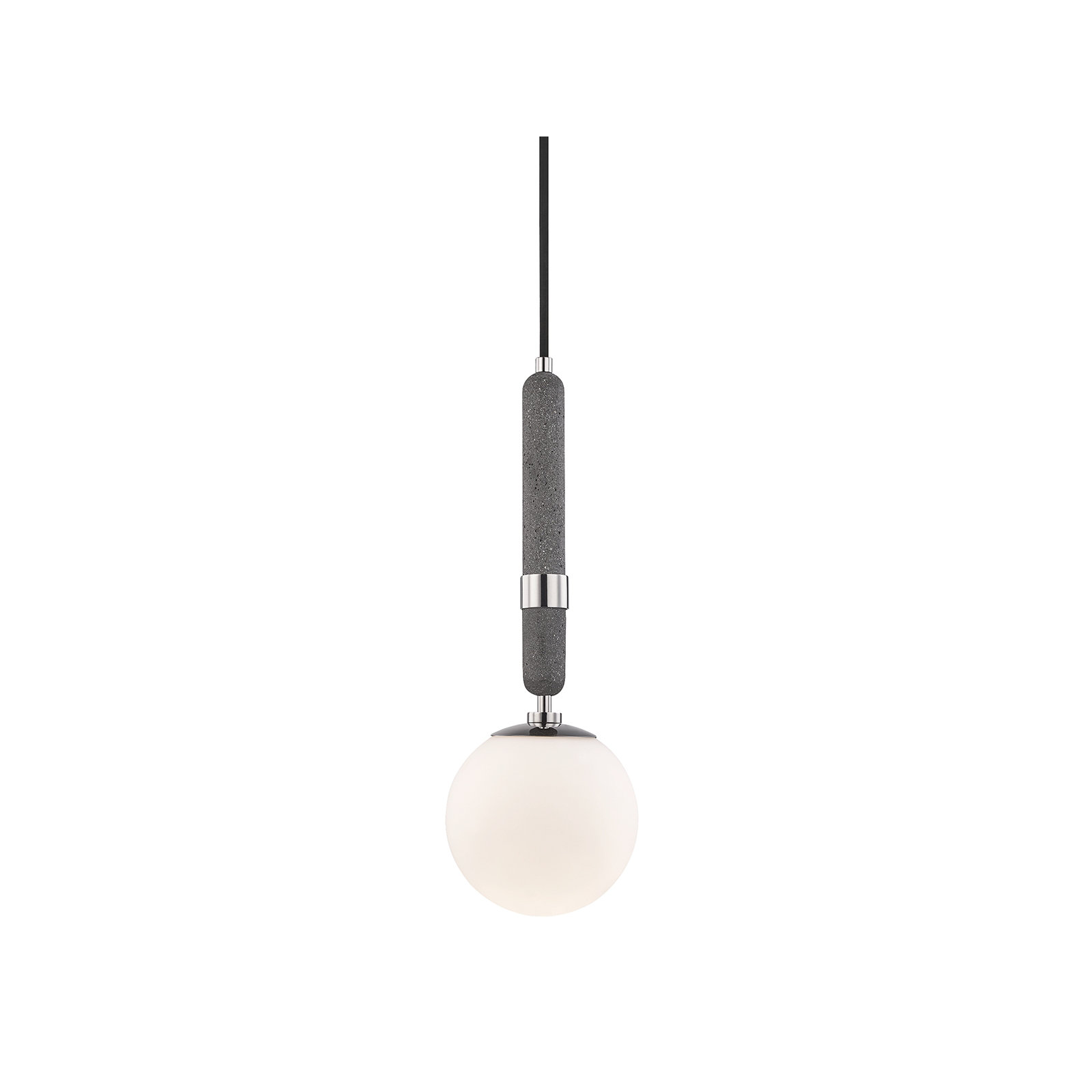 Harley Single Light Glass Pendant, Polished Nickel, 20" H x 7" W x 7" D