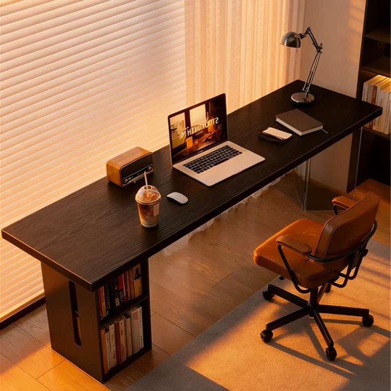 Bureau rectangulaire en bois massif noir, H 29,53 po x l 62,99 po x P 23,62 po, Retour à gauche