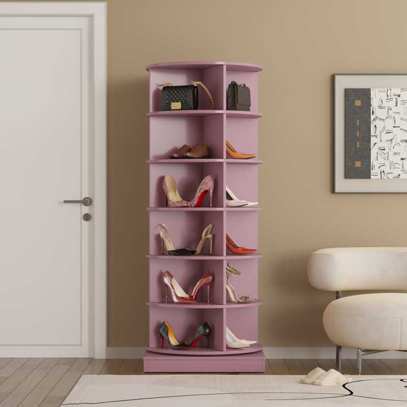 28 Pair Shoe Rack, Pink, 56.14" H x 24" W x 24" D