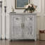 Buffet gris spacieux avec portes en miroir décoratives, grain de bois 3D, pour la vie et les espaces d'entrée Elegant 2 gris acrylique, design creux, utilisation dans plusieurs pièces de la maison