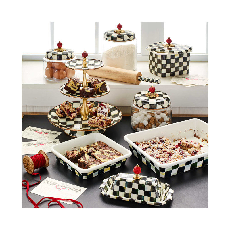 Signature Black and White Check 6lbs Glass Kitchen Canister