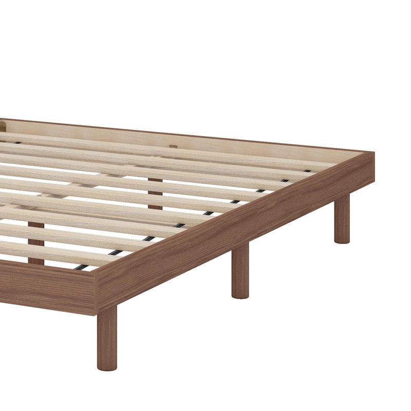 Lit plateforme flottant de conception moderne, Lit double , Noyer