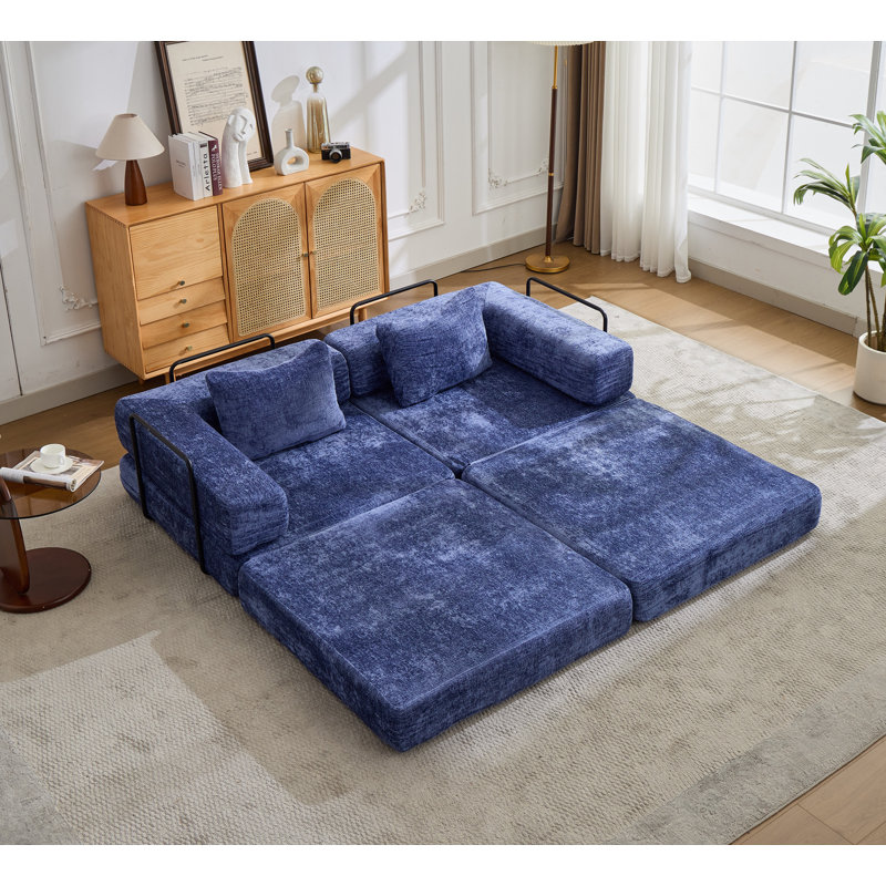 Canapé-lit convertible à compression avec cadre fixe, canapé modulaire désossé sans assemblage, idéal pour divers espaces de vie