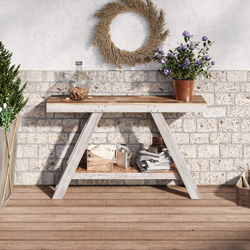 Console en bois massif 46 po, Blanc, 28" H x 46" W x 10" D