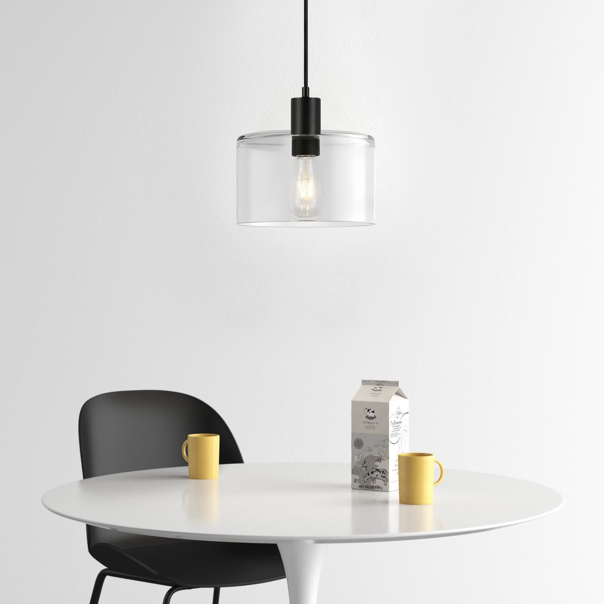 Henri Single Light Glass Dimmable Pendant, Blackened Bronze, Clear