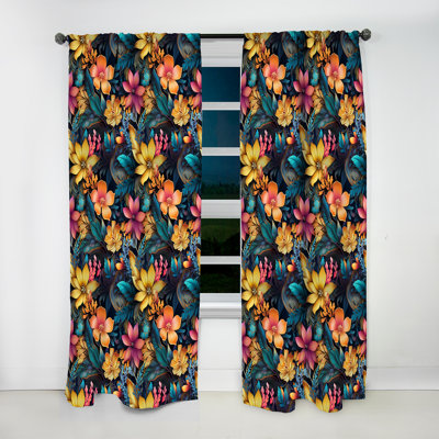 Motif botanique Moroccan Oasis Ii - rideau en velours bohémien - obscurcissant - 1 panneau