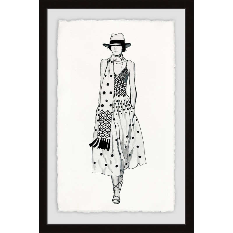 « pois dot poussette », reproduction de peinture à l’aquarelle encadrée, H 45 po x l 30 po x P 1,5 po