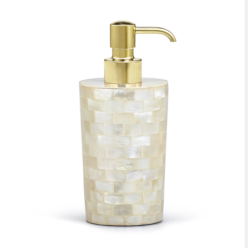 White Agate Bathroom Accessory, Polished Brass