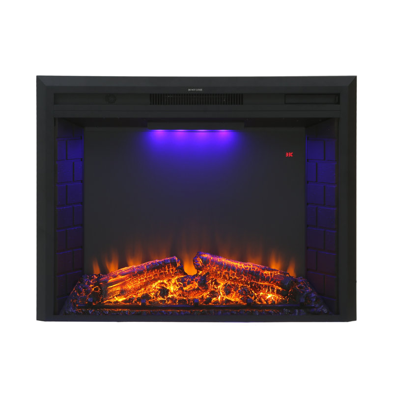 Kylah Recessed Electric Fireplace with Multicolor Flame,Remote Control & Sound of Crackling Fire