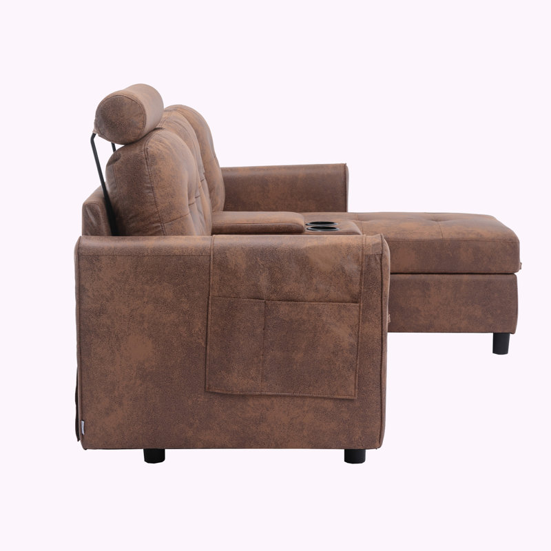 Gevena 88.98" Upholstered Sofa, Coffee Faux Leather