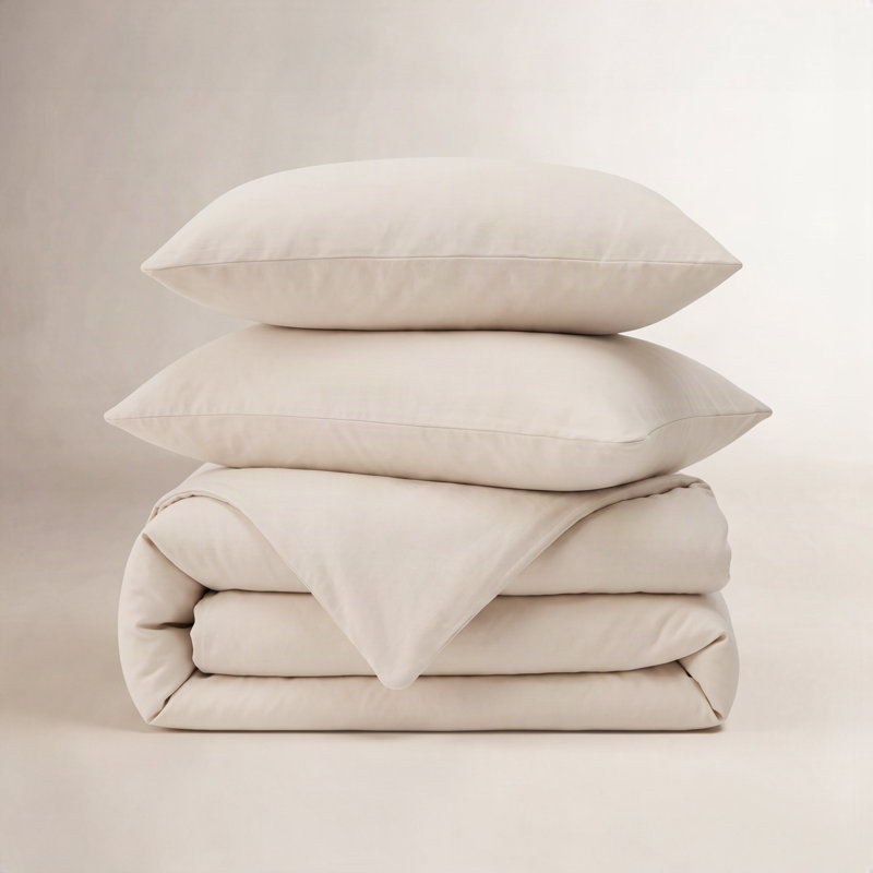 Housse de couette en coton Tencel, Housse de couette très grand et 2 taies, Grès