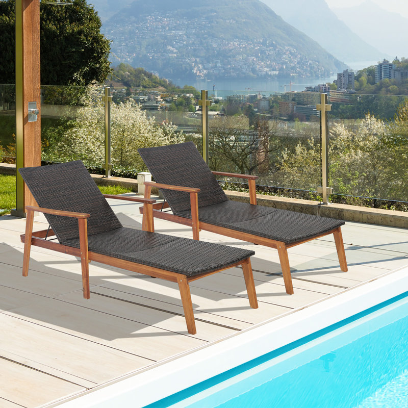 Outdoor Wood Chaise Lounge