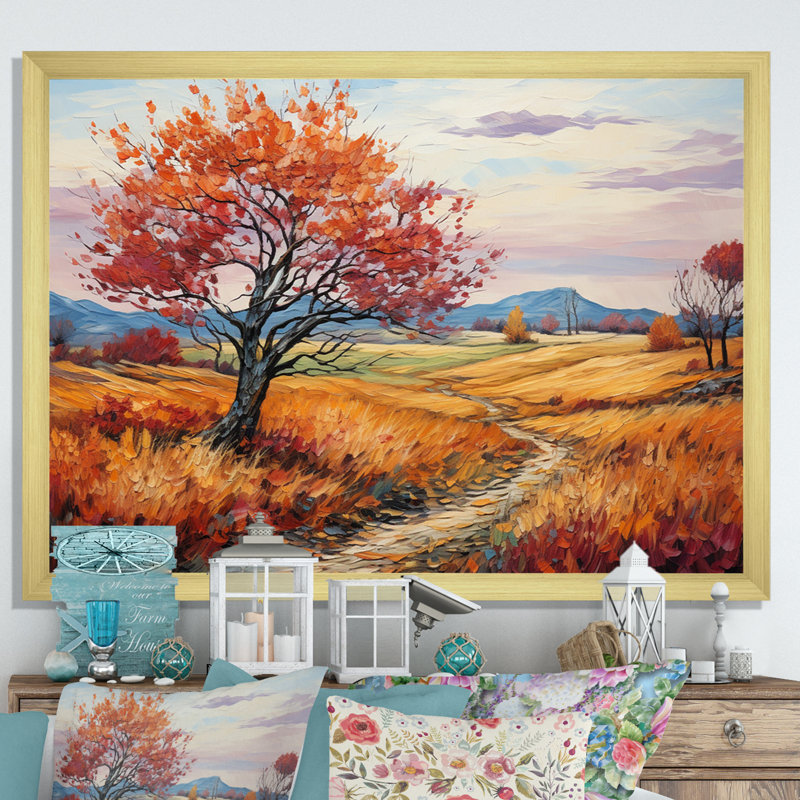 Vangogh Autumn Path I, encadré sur toile par Vincent Van Gogh, peinture, Cadre doré à une seule photo