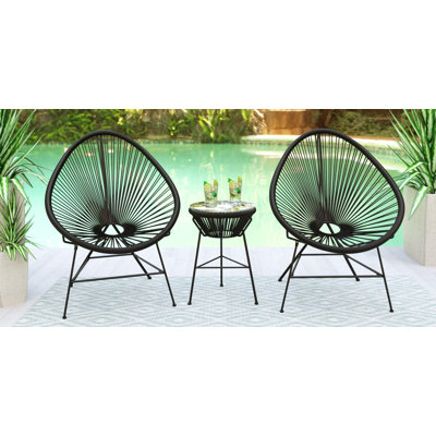 Chaise longue d'extérieur 3 pièces avec plateau en verre Chelsea-May Montara