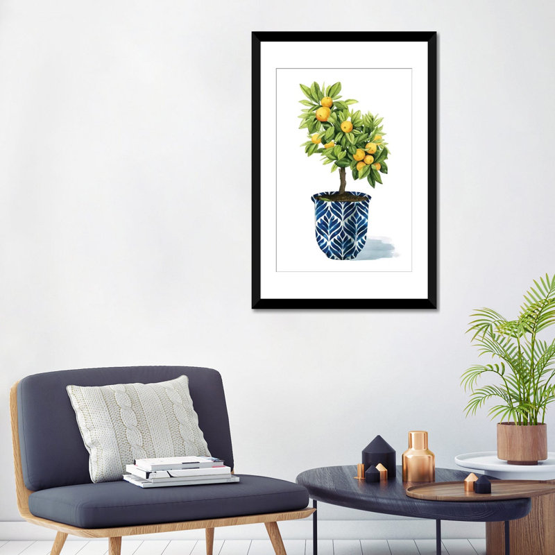 «Fruit Tree I», impression sur toile, H 32 po x l 24 po x P 1 po, Papier d'art encadré noir, Blanc