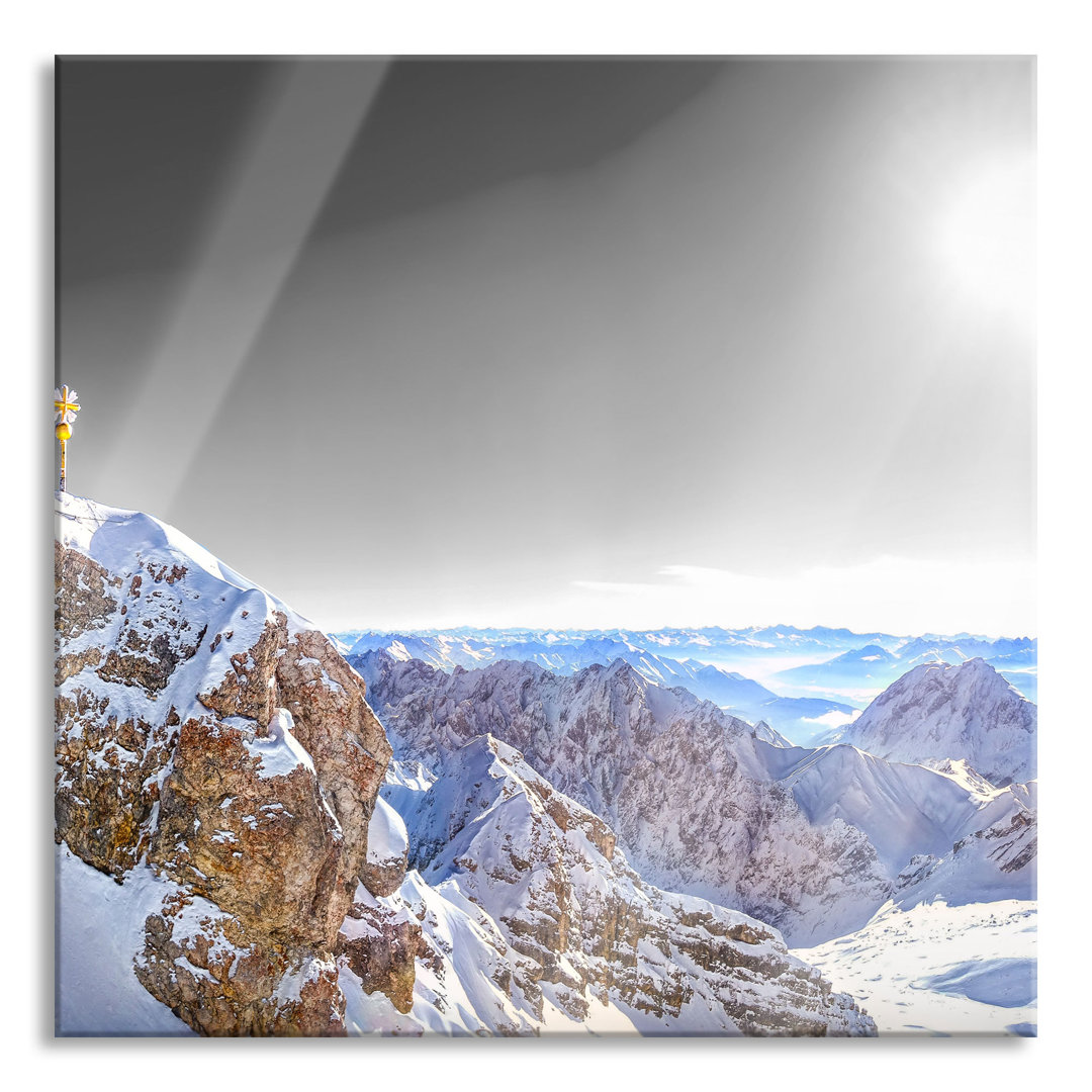 Glasbild Zugspitze im Sonnenlichtt