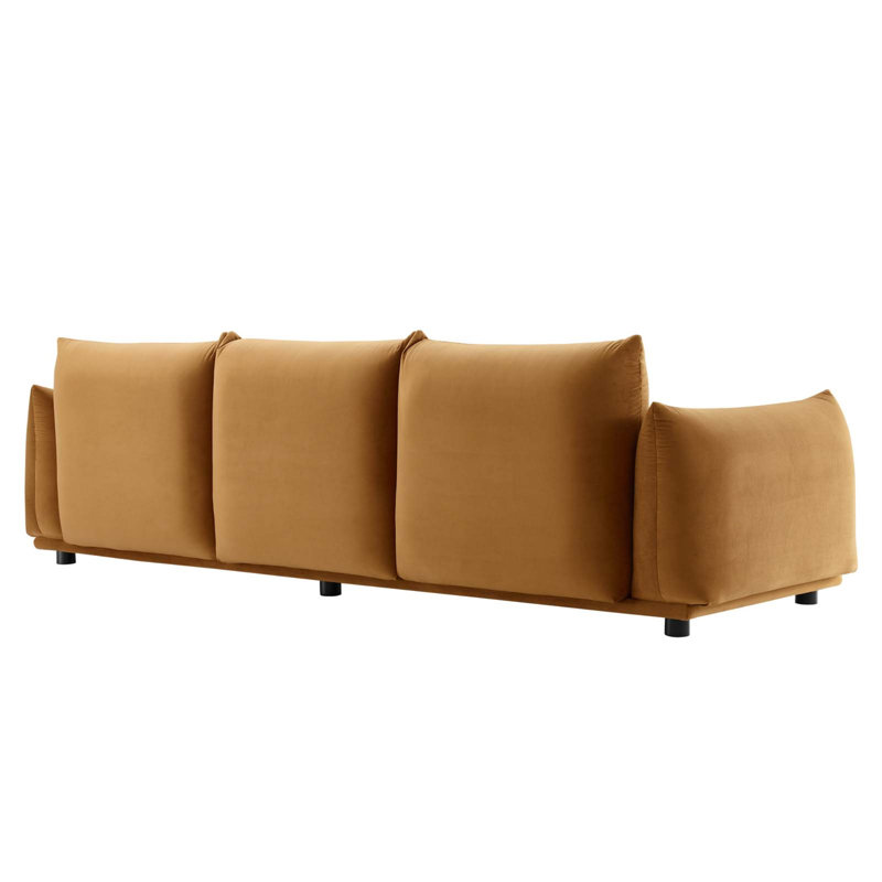 Copious Performance Velvet Sofa, Cognac Polyester