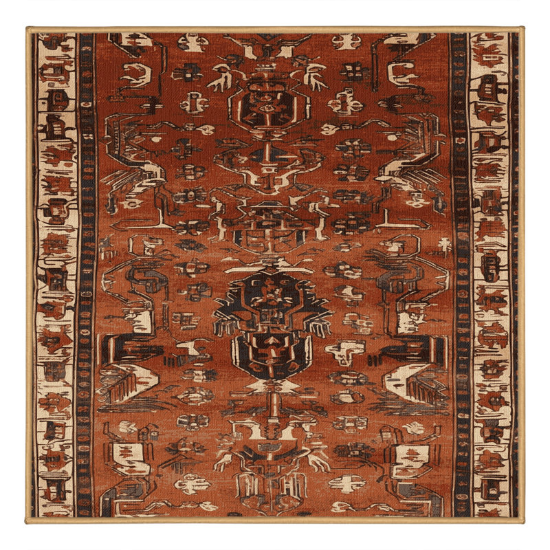 Tapis brun turc lavable à la machine, Carré 4 pi
