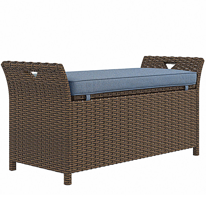 Banc de rangement pour patio, mobilier d'extérieur, Bleu