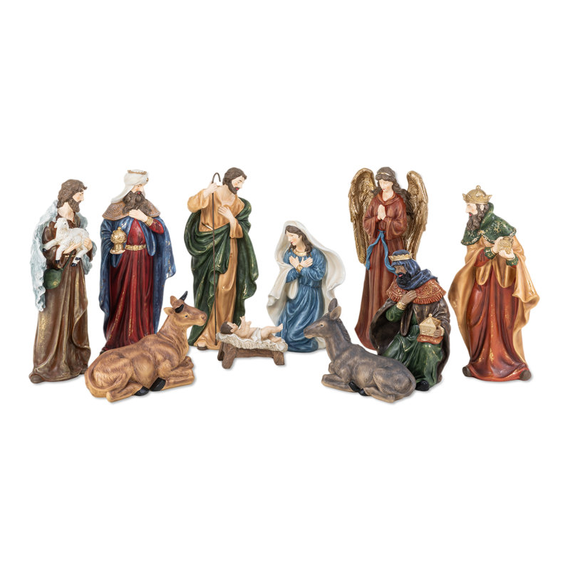 Ensemble de figurine de crèche en résine multicolore surdimensionnée 23,75 ", Brun