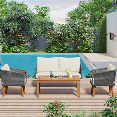 4 Person Outdoor Conversation Furniture Set Seating Group With Cushions