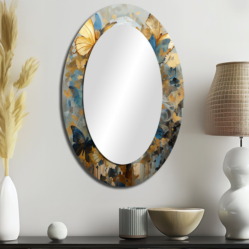 Décoration murale papillon bleu et doré glamour II - bleu, 36 po x 24 po