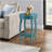 Teal Round Side Table With Bottom Shelf
