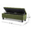 Banc repose-pieds avec rangement, surface bouclée verte, pieds en bois d'hévéa, capacité de 300 lb-115435466